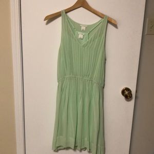 Mint green elastic waist pleated dress